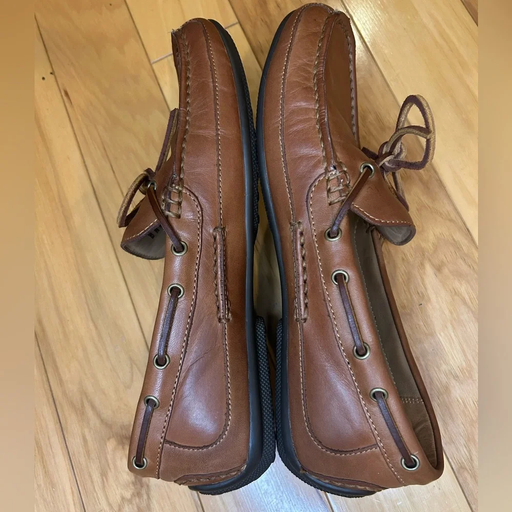 Polo Ralph Lauren Quiet Luxury Brown Leather Driving Loafers 9.5 Old Money